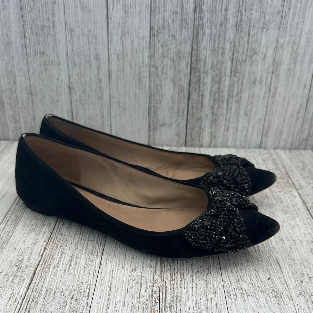 Tory Burch Black Flats with Embellished Bow